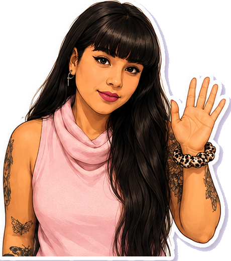 Sticker de Janabith saludando